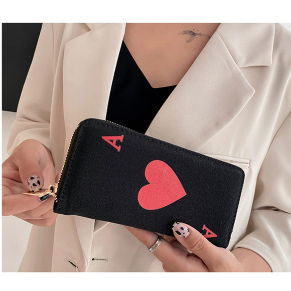 Handbags - Playing Card Pattern Wallet In Black